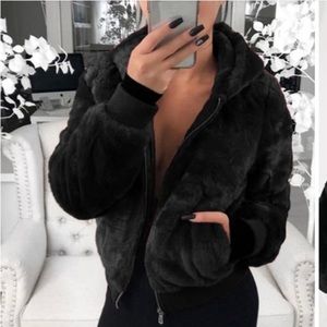 Kensie black teddy bear faux fur jacket size medium